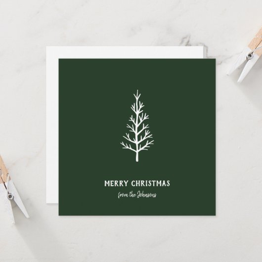 Personalized Family Name Merry Christmas Tree カード (正面/裏面インサイチュ)