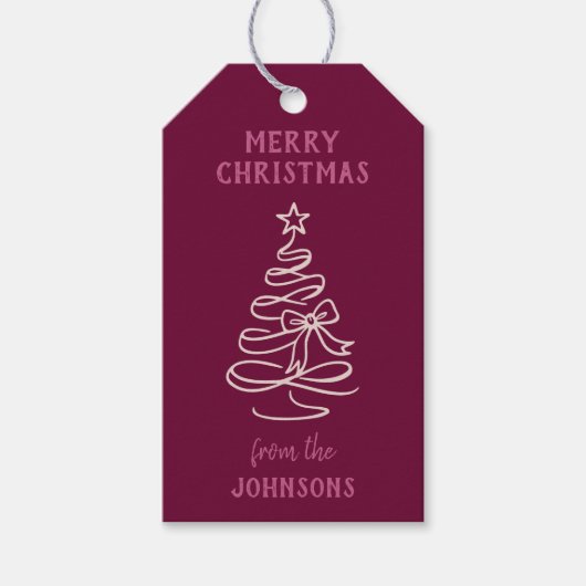 Personalized Family Name Merry Christmas Tree  ギフトタグ (正面)
