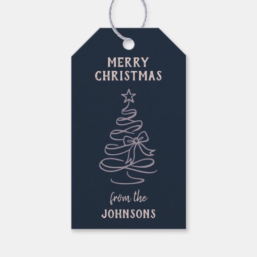 Personalized Family Name Merry Christmas Tree  ギフトタグ (正面)