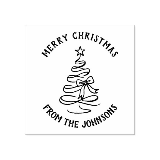 Personalized Family Name Merry Christmas Tree ラバースタンプ (インプリント)