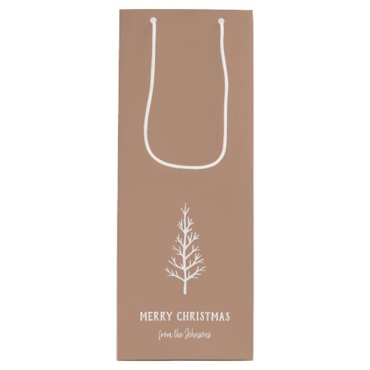Personalized Family Name Merry Christmas Tree ワインギフトバッグ (正面)