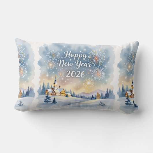 Personalized Family Name New Year Throw Pillow ランバークッション (裏面)