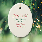 Personalized Family Name Peace on Earth Wreath セラミックオーナメント