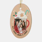 Personalized Family Name Photo Hot Cocoa Christmas セラミックオーナメント (左)