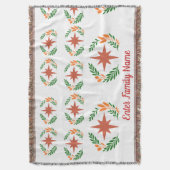 Personalized Family Name Rustic Boho Star Wreath スローブランケット (正面縦)
