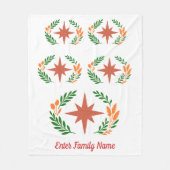 Personalized Family Name Rustic Boho Star Wreath フリースブランケット (正面)