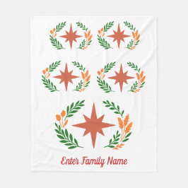 Personalized Family Name Rustic Boho Star Wreath フリースブランケット