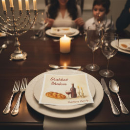 Personalized Family Name Shabbat Shalom スタンダードカクテルナプキン