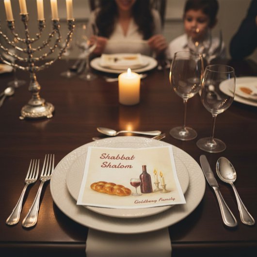 Personalized Family Name Shabbat Shalom スタンダードカクテルナプキン