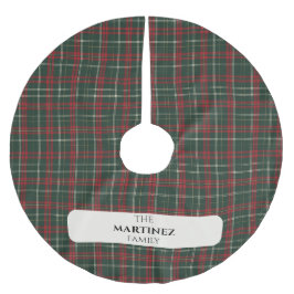 Personalized Family Name Tartan Christmas Tree Ski ブラッシュドポリエステルツリースカート