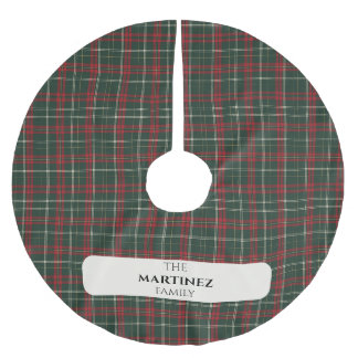 Personalized Family Name Tartan Christmas Tree Ski ブラッシュドポリエステルツリースカート