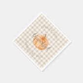 Personalized Family Name Thankful Neutral Gingham スタンダードカクテルナプキン (角)