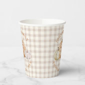 Personalized Family Name Thankful Neutral Gingham 紙コップ (左)