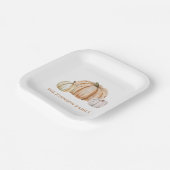Personalized Family Name Thankful Neutral Pumpkin ペーパープレート (傾斜あり)