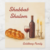 Personalized Family Name Watercolor ワインラベル (シングルラベル)