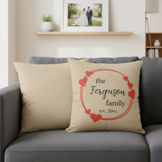 Personalized Family Name with Wedding Year クッション
