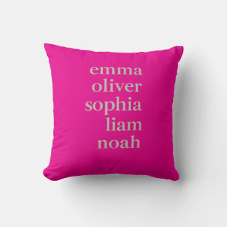 Personalized Family Names Minimal Throw Pillow | M クッション