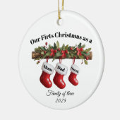 Personalized Family of Three Christmas Ornament セラミックオーナメント (左)