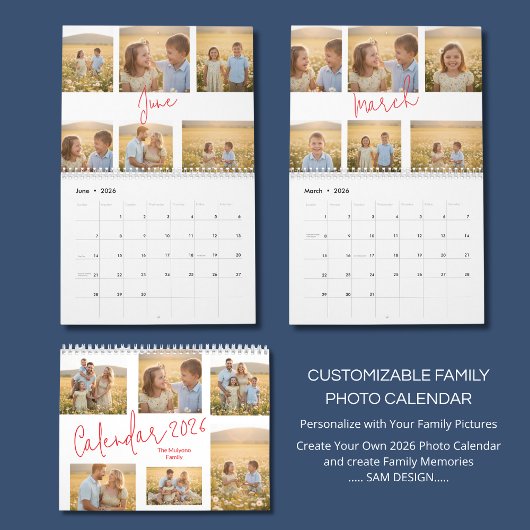 Personalized Family Photo Calendar 2026 カレンダー