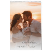 Personalized Family Photo Calendar Minimal Script カレンダー (カバー)