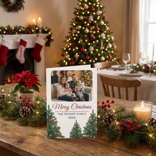Personalized Family Photo Christmas Tree シーズンカード