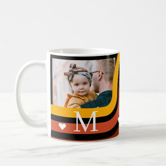 Personalized Family Photo Coffee Mug – Retro Desig コーヒーマグカップ (左)