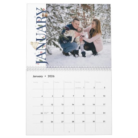 Personalized Family Photo Collage カレンダー (1月 2026)