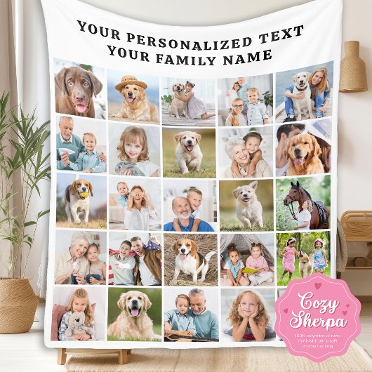 Personalized Family Photo Collage Cute 25 Picture シェルパブランケット