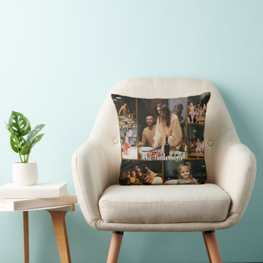 Personalized Family Photo Collage Throw Pillow クッション (椅子)