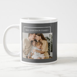 Personalized Family Photo | Custom Family Name  ジャンボコーヒーマグカップ