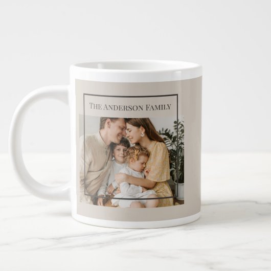 Personalized Family Photo | Custom Family Name  ジャンボコーヒーマグカップ (左)