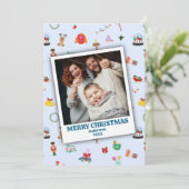 Personalized family photo framed cute Christmas シーズンカード (スタンド正面)
