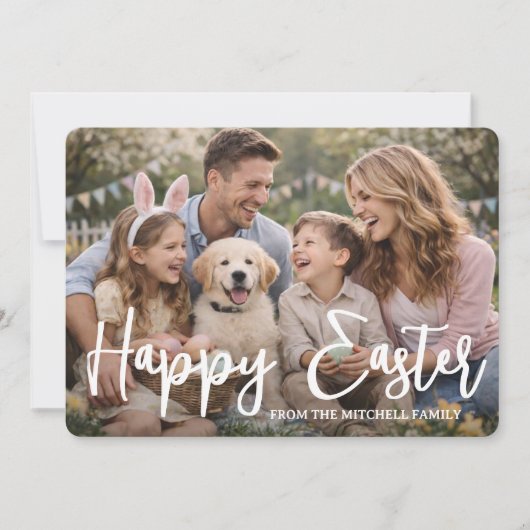 Personalized Family Photo Happy Easter シーズンカード (正面)