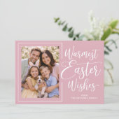 Personalized Family Photo Happy Easter Blush Pink シーズンカード (スタンド正面)