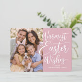 Personalized Family Photo Happy Easter Blush Pink シーズンカード (スタンド正面)