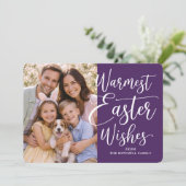 Personalized Family Photo Happy Easter Dark Purple シーズンカード (スタンド正面)
