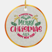 Personalized Family Photo & Merry Christmas セラミックオーナメント (裏面)