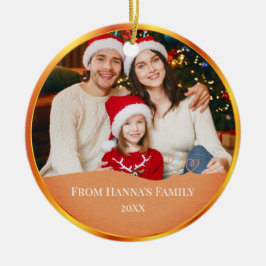 Personalized Family Photo & Merry Christmas セラミックオーナメント