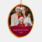 Personalized Family Photo & Merry Christmas セラミックオーナメント (右)
