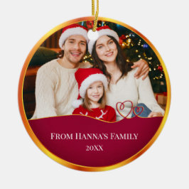 Personalized Family Photo & Merry Christmas セラミックオーナメント