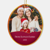 Personalized Family Photo & Merry Christmas セラミックオーナメント (左)