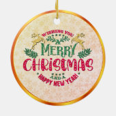 Personalized Family Photo & Merry Christmas セラミックオーナメント (裏面)