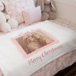 Personalized Family Photo Merry Christmas Blanket フリースブランケット