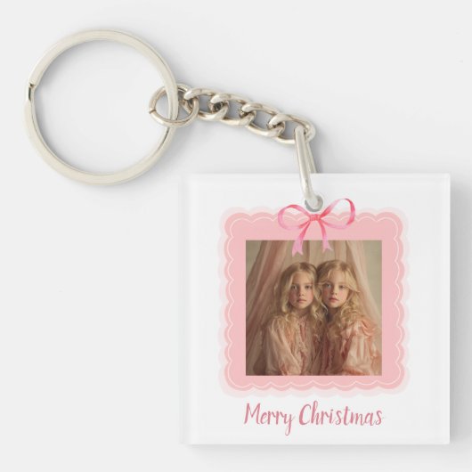 Personalized Family Photo Merry Christmas Keychain キーホルダー (正面)