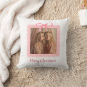 Personalized Family Photo Merry Christmas Pillow クッション (ブランケット)