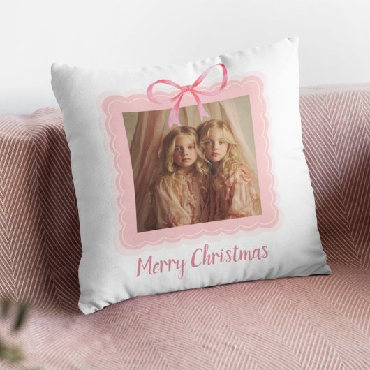 Personalized Family Photo Merry Christmas Pillow クッション