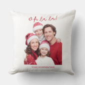 Personalized Family Photo & Name Christmas Pillow クッション (正面)