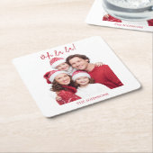 Personalized Family Photo & Name Paper Coaster スクエアペーパーコースター (アングル)