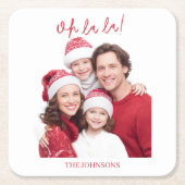 Personalized Family Photo & Name Paper Coaster スクエアペーパーコースター (正面)