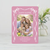 Personalized Family Photo On Mauve Pink Easter シーズンカード (スタンド正面)